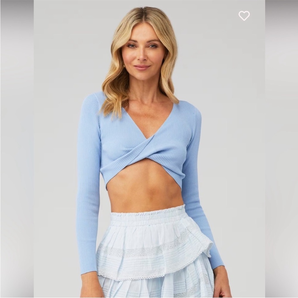 NWT Minkpink sky blue Laur twist top crop top